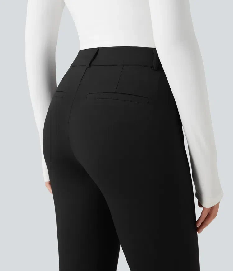 Skinny Work Pants Women Herringbone High Waisted Trousers