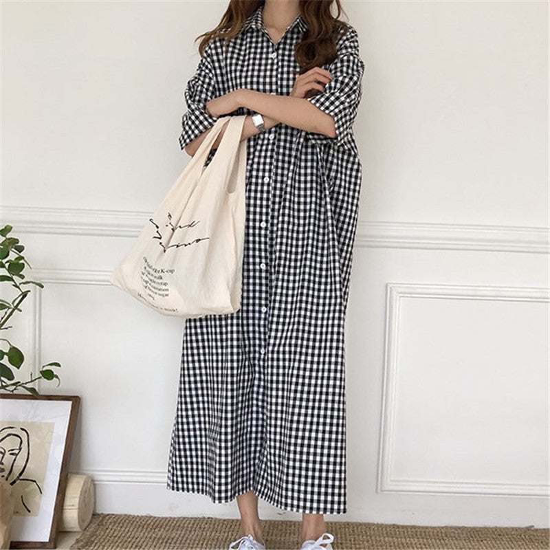 Plaid Mid-Waist Long Dress – Temperament Commute OL Style-HighTouch