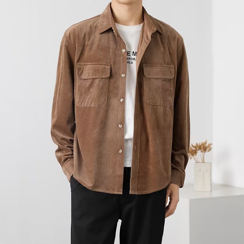 Vintage Corduroy Workwear Shirt Men-HighTouch