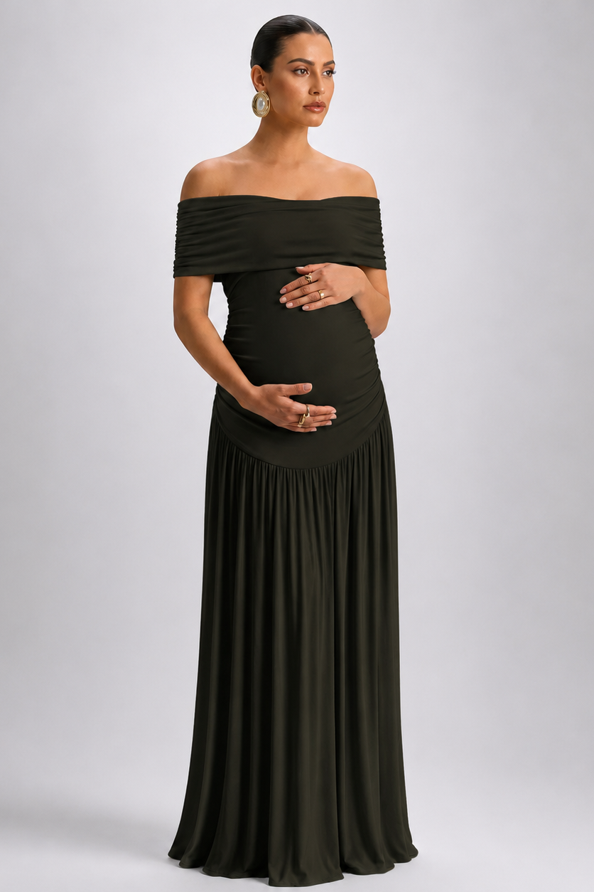 Maternity Maxi Dress – Off Shoulder Pregnancy Dress