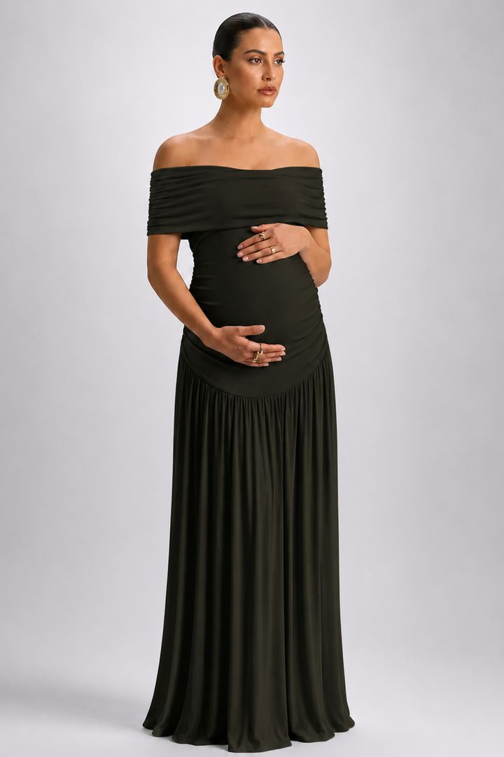 Maternity Maxi Dress – Off Shoulder Pregnancy Dress