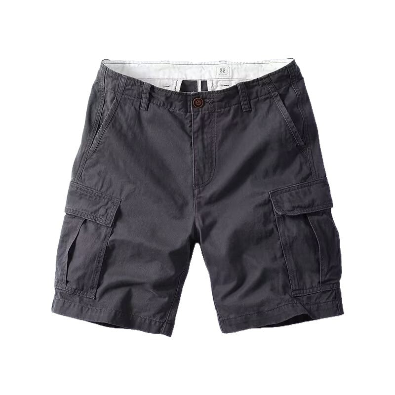 Retro Mens Outdoor Relaxed-fit Mid-length Cargo Pants With Multiple Pockets-HighTouch