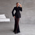 Cross-border Foreign Trade Design Sense Temperament Commute Pure Color Mesh Suit-HighTouch