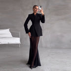 Cross-border Foreign Trade Design Sense Temperament Commute Pure Color Mesh Suit-HighTouch