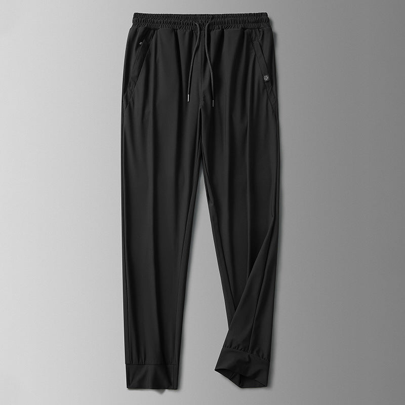 Men's Ice Silk Leggings – Casual Long Pants with Solid Color Design-HighTouch