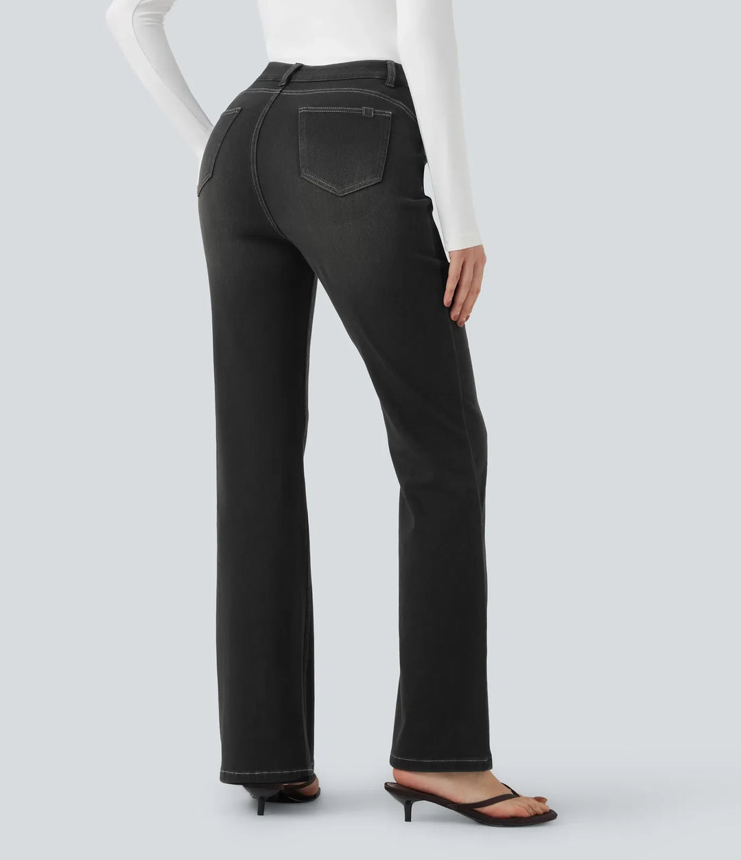 Bootcut Leggings Women Tummy Control Butt Lifting Black Denim