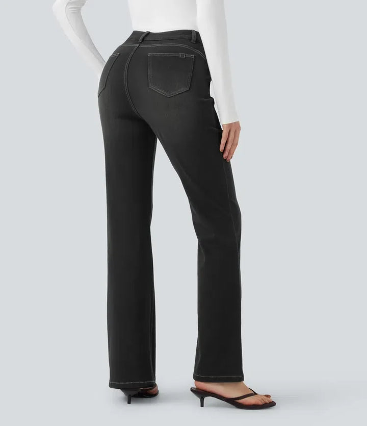 Bootcut Leggings Women Tummy Control Butt Lifting Black Denim
