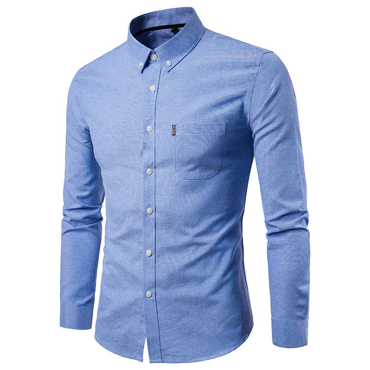 Men's Slim Long Sleeve Dress Shirt – Korean Style Plain Collection-HighTouch