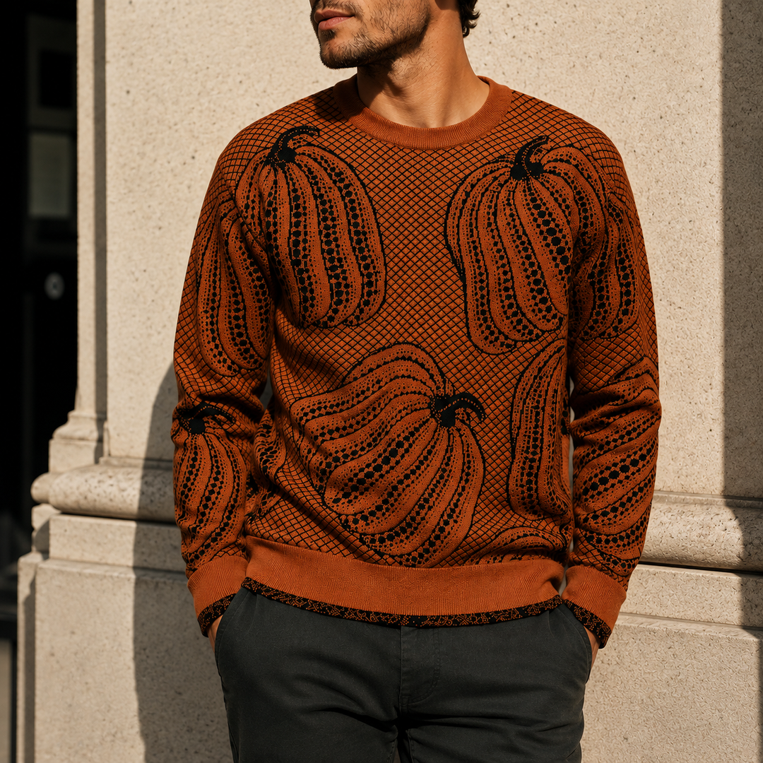 Hollis Pumpkin Knit Sweater - Cozy Oversized Autumn Jumper