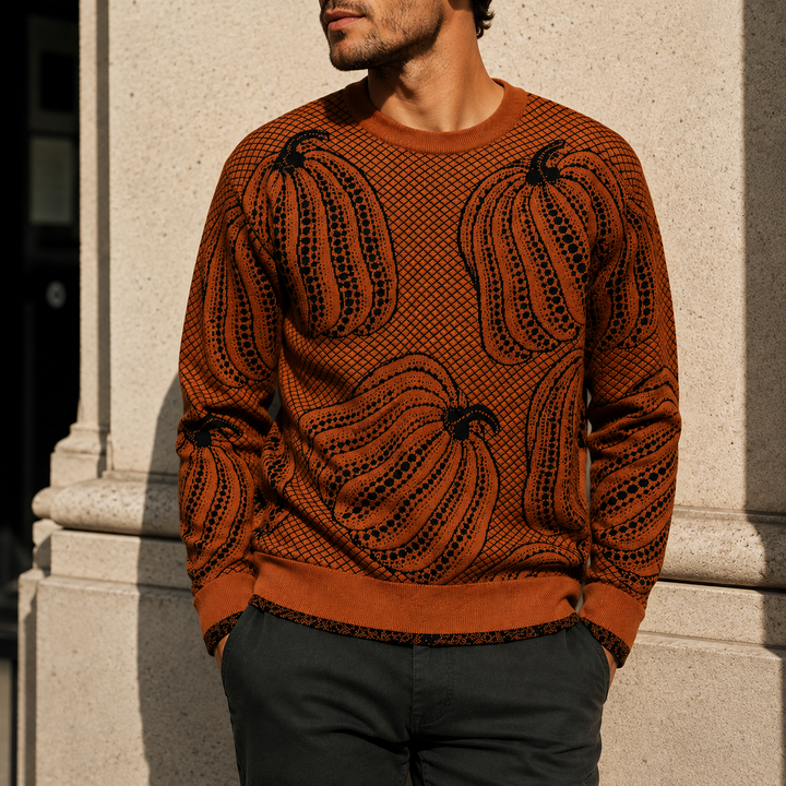 Hollis Pumpkin Knit Sweater - Cozy Oversized Autumn Jumper