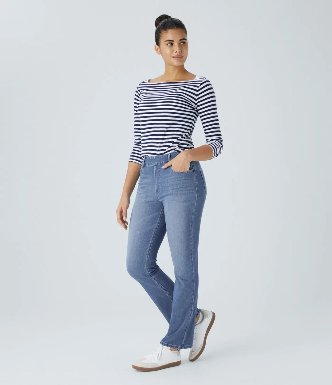Bootcut Jeans Women High Waisted Washed Stretch Pockets