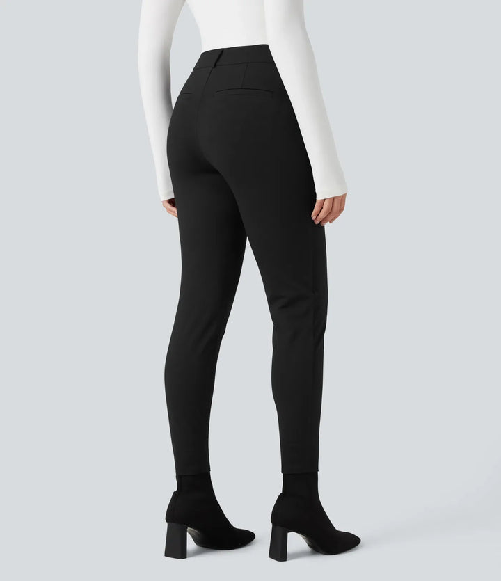 Skinny Work Pants Women Herringbone High Waisted Trousers