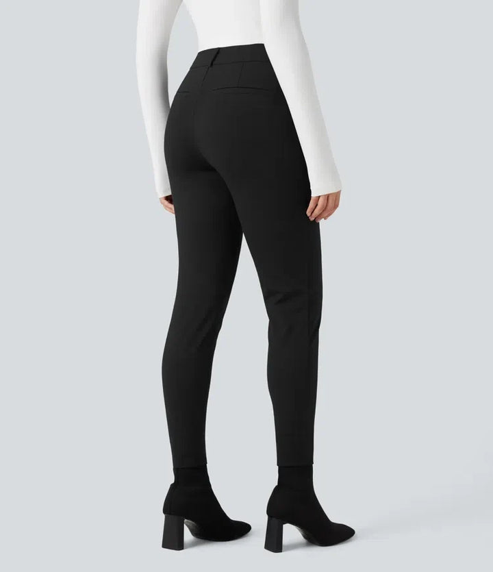 Skinny Work Pants Women Herringbone High Waisted Trousers