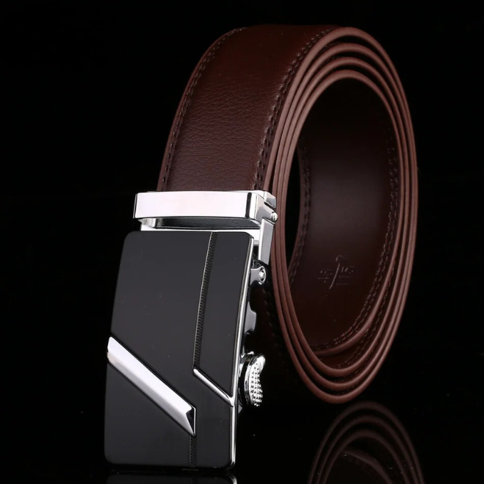 Men's 100% Cowhide Leather Belt | Geometric Buckle