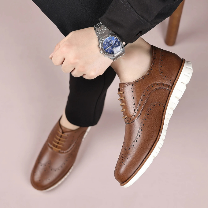 Men's Brogue Sneakers | Casual Leather Wingtip Dress Shoes