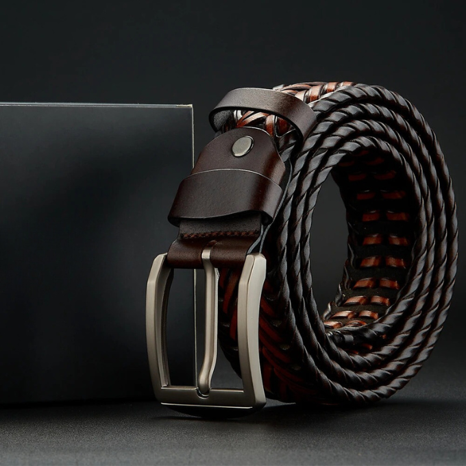Men's Braided Cowhide Leather Belt