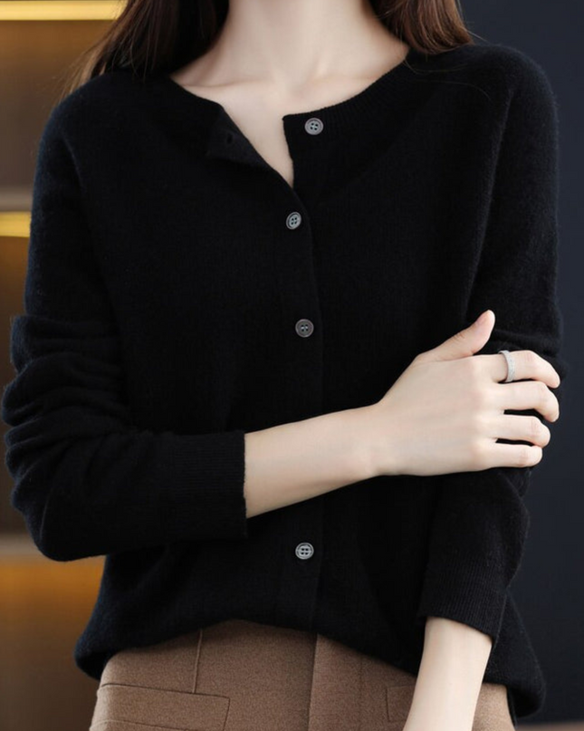 Cashmere-Blend O-Neck Cardigan Sweater