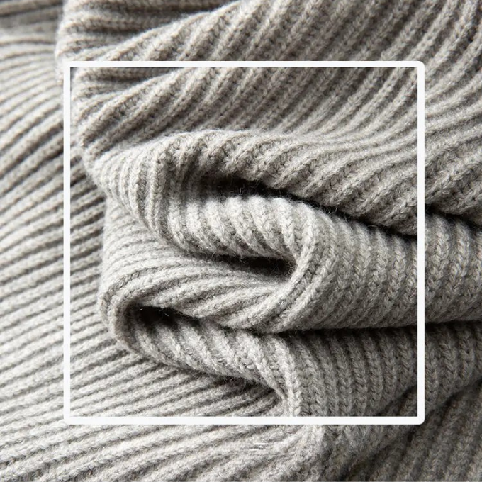 Men's Wool Knit Sweater with Denim Trim – Relaxed Fit