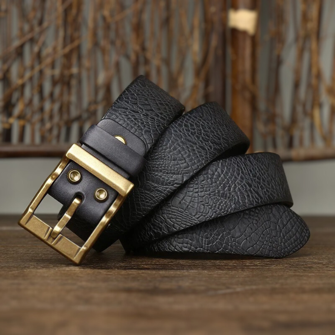 Men's Genuine Cowhide Leather Belt | Brass Buckle