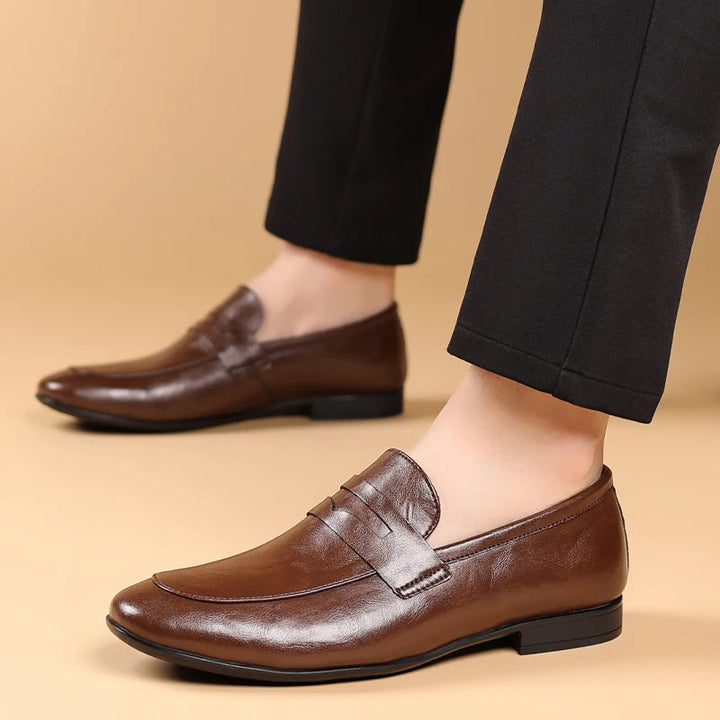 Men's Full-Grain Leather Square-Toe Loafers