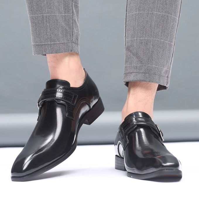 Men's Burnished Leather Monk Strap Shoes