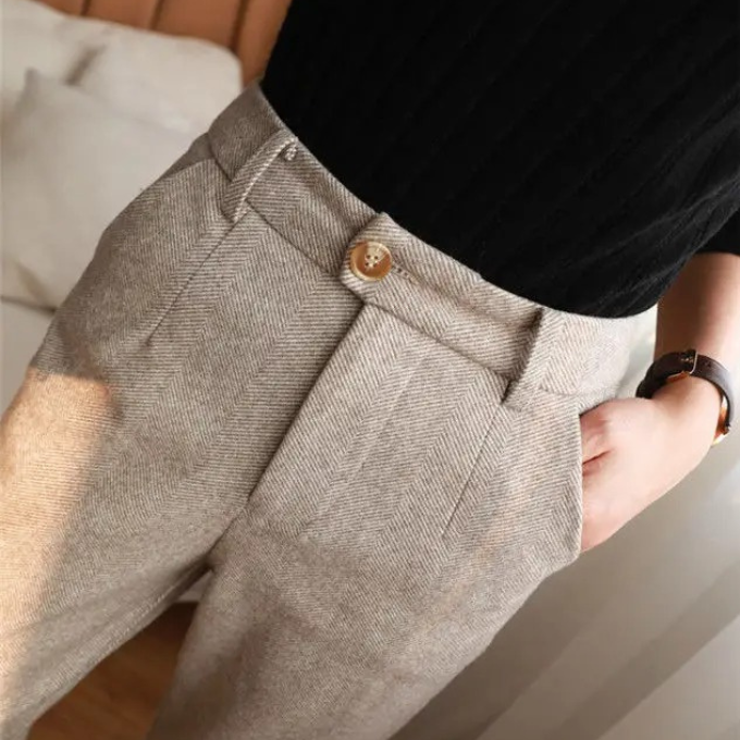 Men's Herringbone Wool Trousers – Tailored Fit