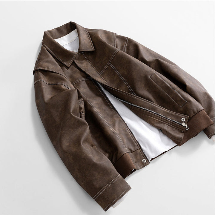 Men's Vegan Leather Bomber Jacket