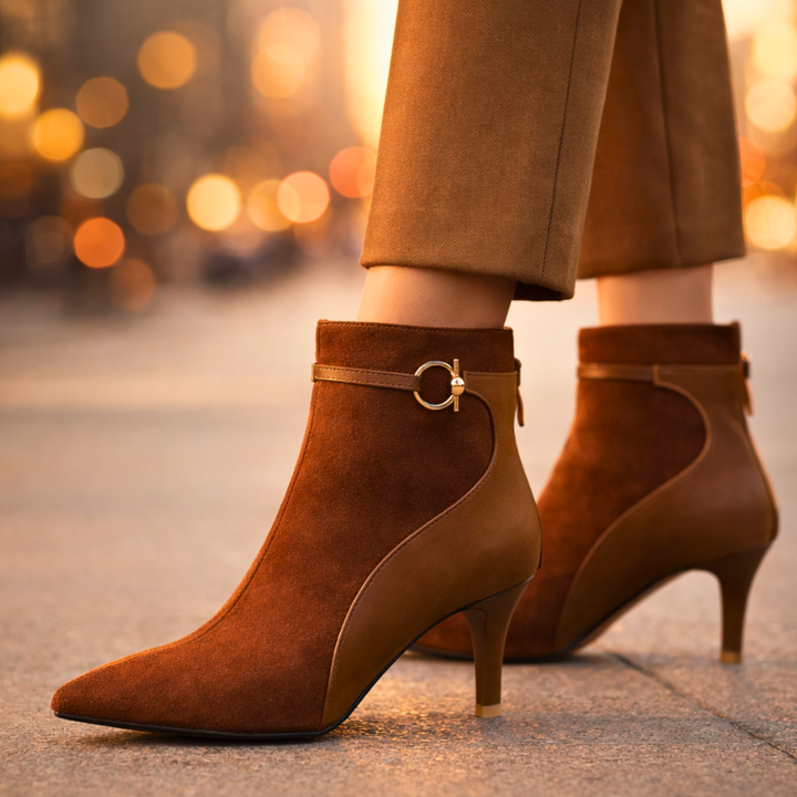 Women's Two-Tone Vintage Ankle Boots – 8.5cm Heel