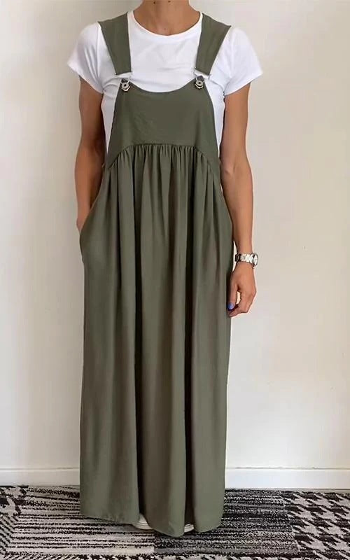 Women's Cotton & Linen Sling Dress – Fresh & Sweet Suspender Midi-HighTouch