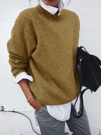 Women’s Solid Color Long Sleeve Knitted Pullover Sweater-HighTouch