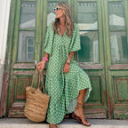 Women's Spring Dress | Patterned Maxi Long Sleeve-HighTouch