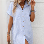 Women's Striped Cotton & Linen Dress Shirt-HighTouch