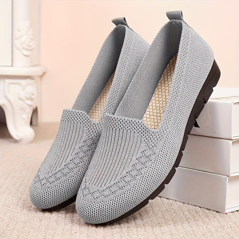 Women's Knitted Loafers Slip On Walking Shoes