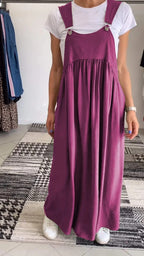 Women's Cotton & Linen Sling Dress – Fresh & Sweet Suspender Midi-HighTouch