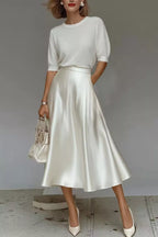 Women's Satin A-Line Midi Skirt | Liquid Finish | Casual Wear