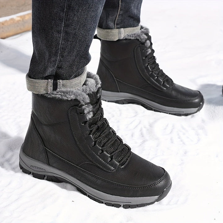 Men's Plush Lined Lace-Up Winter Boots