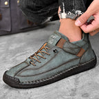 Men’s Cowhide Mid-Top Casual Boots – Durable Lace-Up Leather Shoes-HighTouch