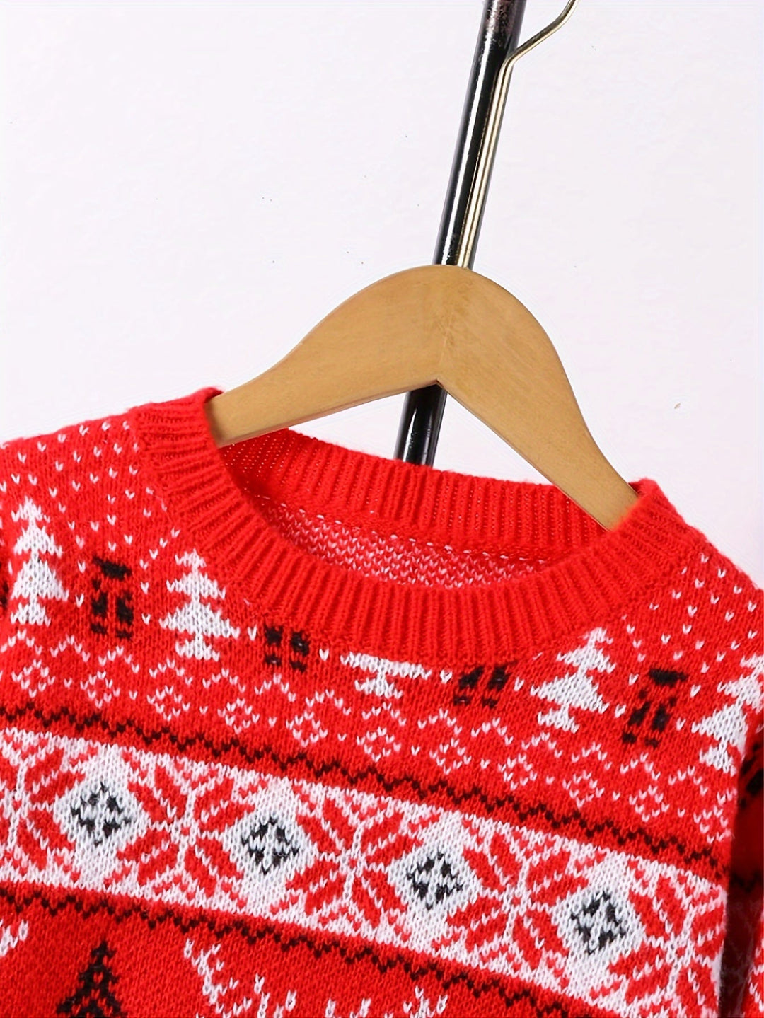 Women's Red Nordic Reindeer Christmas Sweater