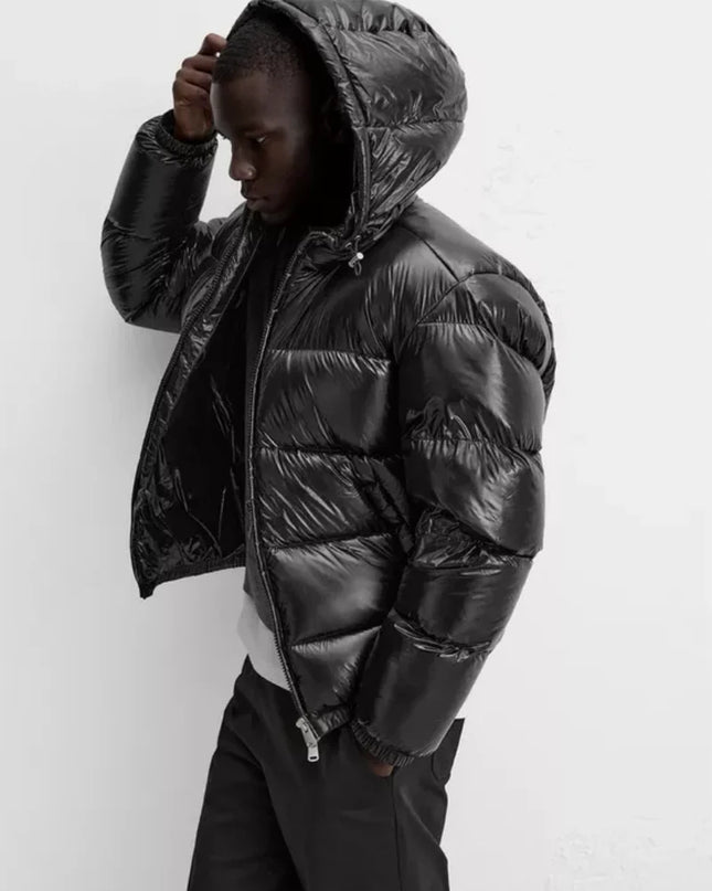 Men’s Black Hooded Cotton Jacket