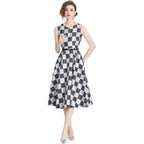 Women's Plaid Sleeveless Shift Dress – Mid-Waist Casual Mini Dress-HighTouch