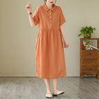 Women's Fashion Simple Solid Color Linen Dress-HighTouch