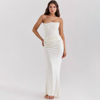 Slim Tube Top Long Dress Sexy Fashion Bandeau Backless Party Evening Dresses For Women Clothing-HighTouch