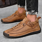 Men’s Cowhide Mid-Top Casual Boots – Durable Lace-Up Leather Shoes-HighTouch