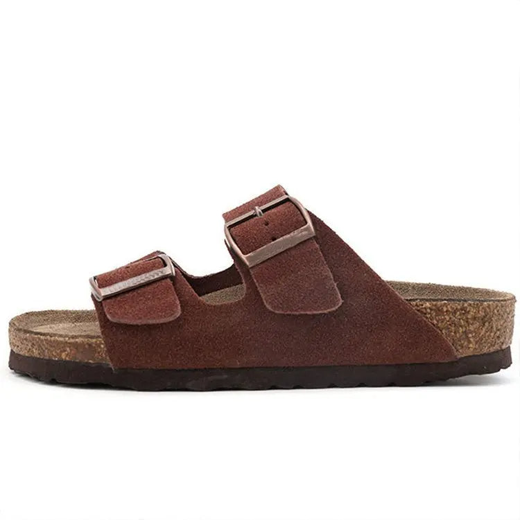 Retro Explosion Belt Buckle Sandals Cross-Border Plus Size Flat Slippers for Men Women Summer