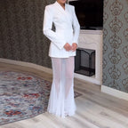 Cross-border Foreign Trade Design Sense Temperament Commute Pure Color Mesh Suit-HighTouch