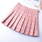 Women’s High-Waist College Skirt – Plaid Pleated Academic Mini