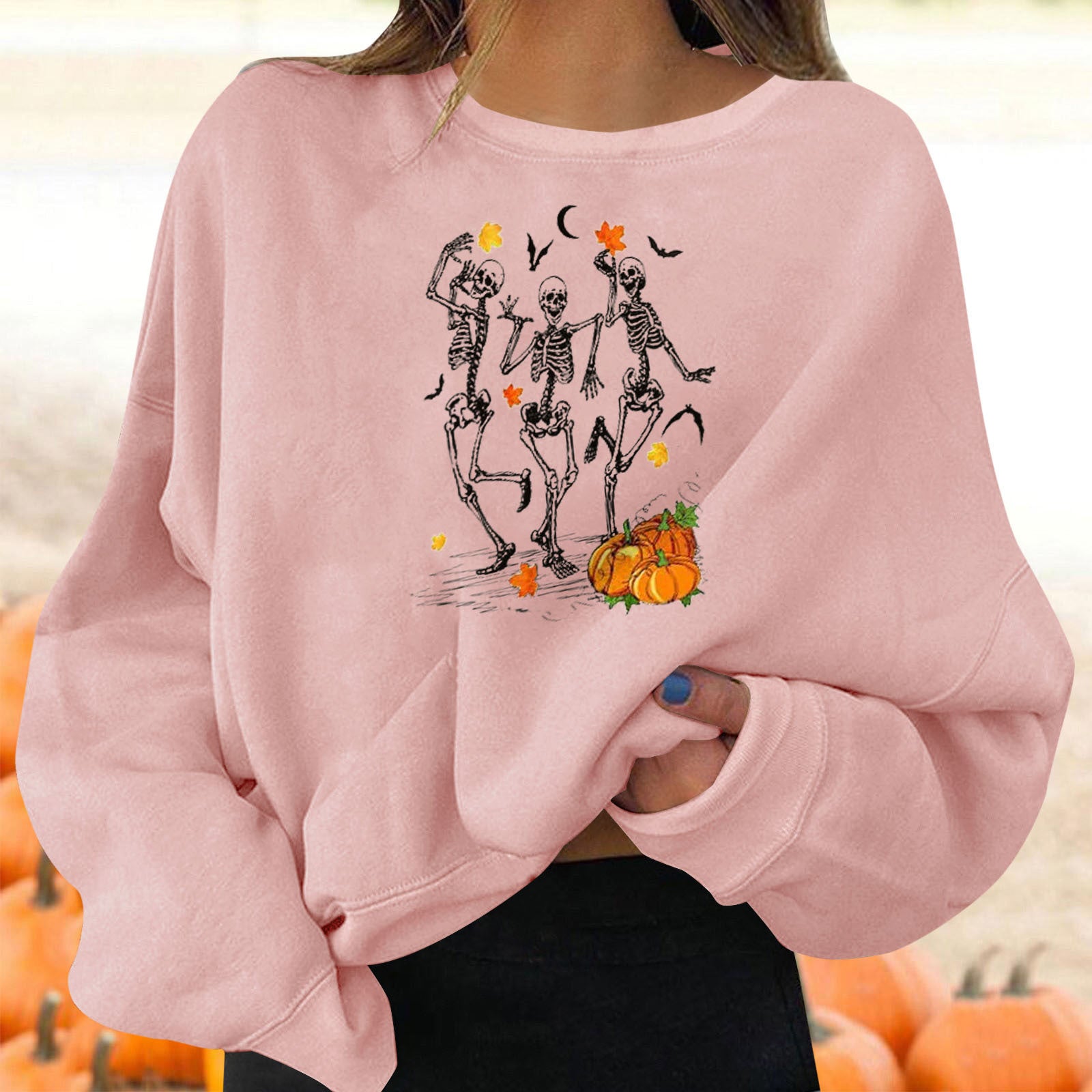 Women’s Halloween Graphic Crew Neck Sweatshirt-HighTouch