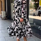 Fashion Lantern Sleeve Plaid Dress-HighTouch