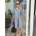 Women's Solid Color Temperament Commute Dress-HighTouch