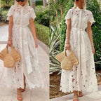 Casual Lace Cardigan Single-breasted Dress-HighTouch